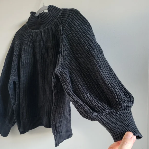 GAP Femme Shaker Barrel Sleeve Knit Cowlneck Sweater Womens Medium Petite - Picture 4 of 10